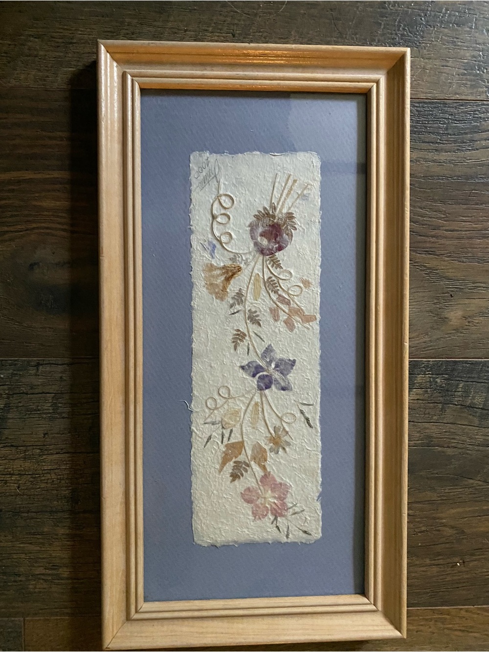Framed Presses Flower Wall Art - Lavender Mat